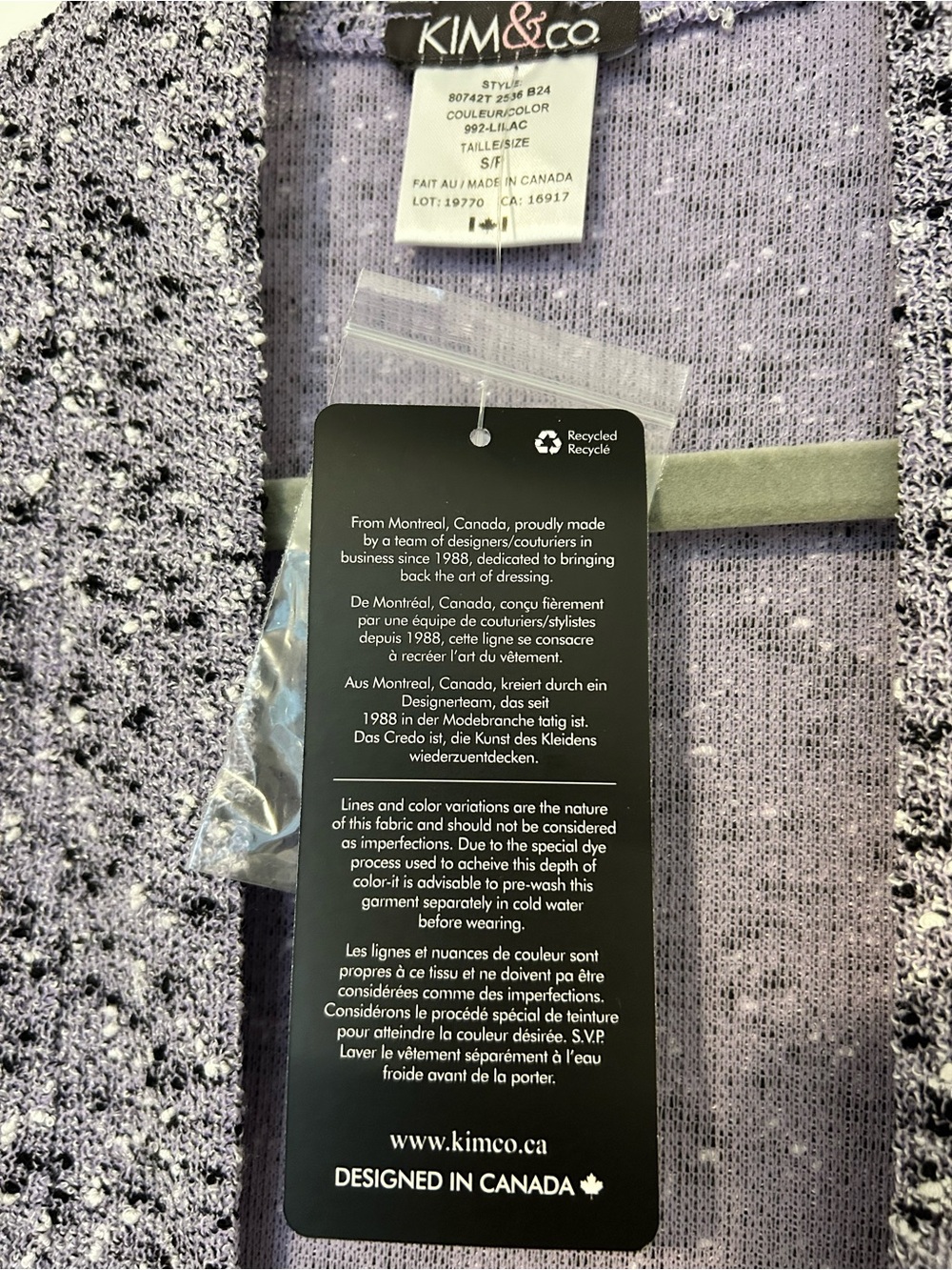 Lilac Open-Front Women's Cardigan